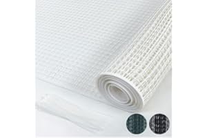 PotatoLife Plastic Hardware Mesh Netting, Garden Netting, Temporary Fence, Tree Guards, Safety Net for Balcony, Deck, Stair Railing, Animal Barrier, Poultry, Deer, with 50 Zip Ties, 4' x 50', White