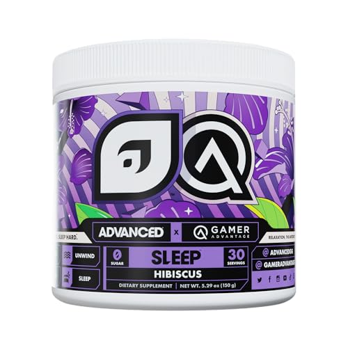 ADVANCED SLEEP – MAGNESIUM SLEEP SUPPLEMENT WITH ASHWAGANDHA AND L-THEANINE – VEGAN, SUGAR FREE, LOW CARB SLEEP DRINK MIX – MELATONIN FREE SLEEP AID (HIBISCUS)