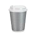 Nicole Home Collection Double-Walled Insulated Ripple Paper Disposable Cups With Lids For Hot Beverage, Pack of 30 Coffee Cup, 12 oz, Silver
