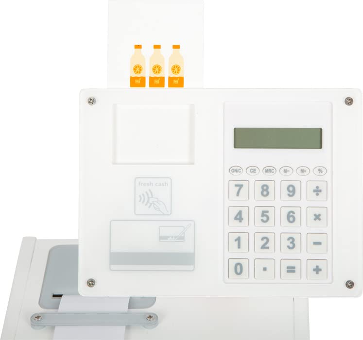 small foot Kasse "fresh" aus Holz, multifunktionales Zubehör für Kaufladen, Rollenspielzeug, ab 3 Jahren, 12249, Weiß 5