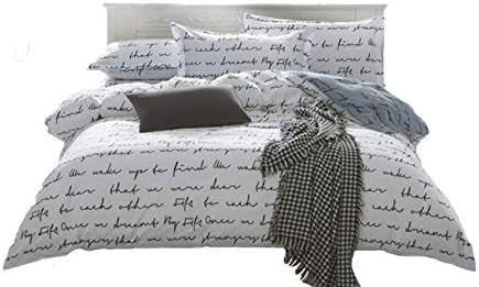 Nokolulu Love Letters Print Duvet Cover Set Premium Modern Teen Boy Girl Bedroom Bedding Set Twin Comforter Cover Zipper Closure,Gifts for Family,Him,Her(1 Duvet Cover + 2 Pillow Shams)(Queen White)