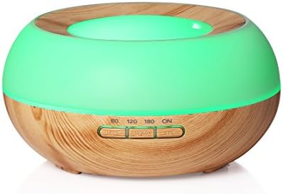 Cairondin 300ml Essential Oil Diffuser Wood Grain Aromatherapy Diffuser Ultrasonic Cool Mist Aroma Humidifier for Bedroom Office Home Baby Room Spa, Waterless Auto Shut Off, 7 Color Changing Lights