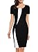WOOSEA Women's Short Sleeve Colorblock Slim Bodycon Business, Black, Size Small