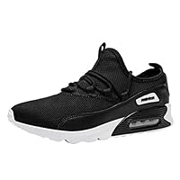 Emimarol Men Mesh Breathable Shoes Air Cushion Sneakers Lightweight Non-Slip Running Shoes Black