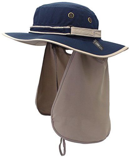 Camo Coll UPF 50+ Sun Hats with Flap Neck Cover (One Size, Dark Blue)