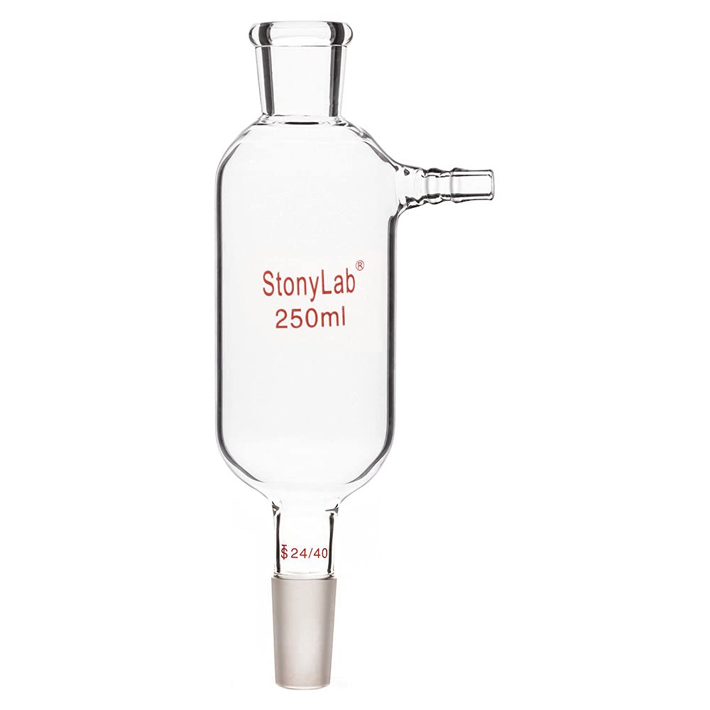 stonylab Vacuum Filtration Adapter, Borosilicate Glass Adapter with 24/40 Standard Taper Inner Lower Joint, Pluro Stopper Size #5, 250 ml