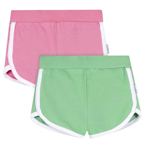 Gerber Baby and Toddler Girls' 2-Pack Knit Dolphin Shorts, Green & Pink, 3T at Amazon
