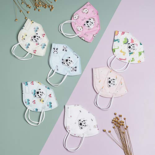 Jizvestia 7pcs 5 Ply Facial Bandanas for kids Filtration>95% with Breathing valve