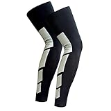 Anti Slip Full Length Compression Leg Sleeve Calf&Shin Splint Support Protect for Pain Relief &Recovery ,Single Black,L