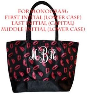 Custom Personalized Kisses Print Canvas Shopping Cosmetic Tote Bag (Monogrammed)