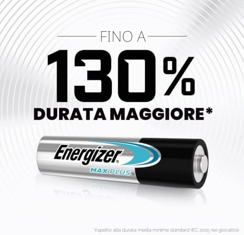 Max Plus - Pile AAA (Confezione da 10) Batterie Alcaline 1,5V - potenza che dura 130% di extra durata - 100% imballaggio riciclabile privo di plastica - 12 anni di conservazione