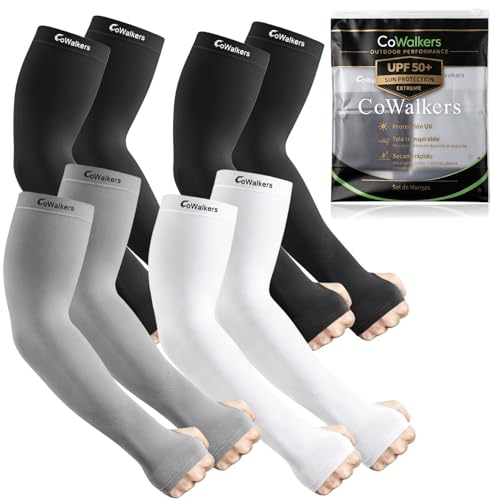4 Pares Mangas para Brazos UV Hombre y Mujer, Mangas de Compresión UPF 50+, Seda de Hielo Transpirables para Running, Ciclismo y Deportes