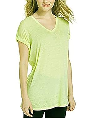 Calvin Klein Women's V-Neck Burnout Tee, Pale Green