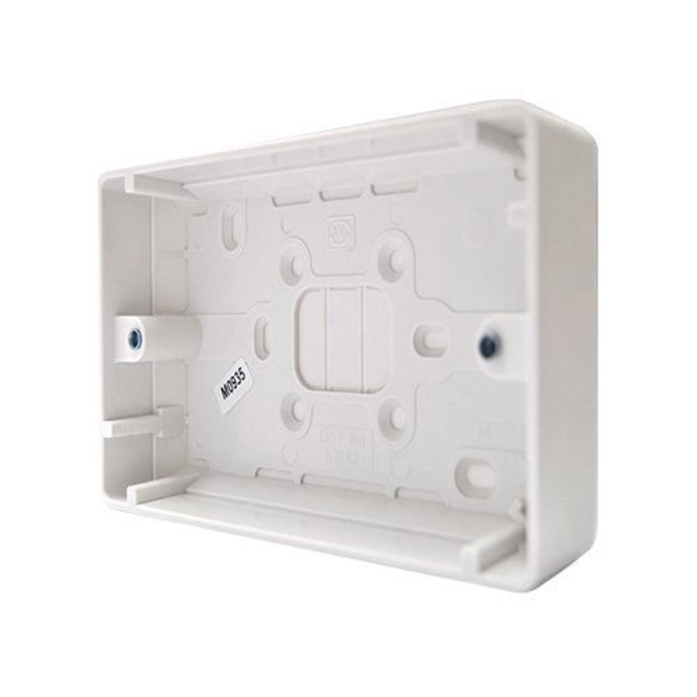 Merriway BH04933 (2 Pcs) Moulded Light Switch Surface Pattress Boxes 2-Gang 25mm Deep - Pack of 2 Pieces