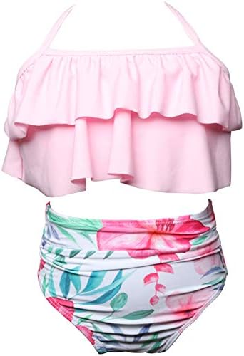 Rosiika Girls Kids Swimsuit Two Pieces Bikini Set Ruffle Falbala Swimwear Bathing Suits