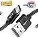 USB Certified Type C Cable - Quntis USB C Cable Fast Charging - 3Pack 3ft 6ft 10ft Nylon Braided USB C to USB A Cable Compatible with Samsung Galaxy S9 S8 Plus Moto Z2 Pixel XL LG V30 G6, Black