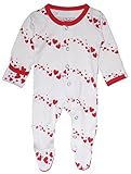 L'ovedbaby Unisex-Baby Organic Cotton Footed Overall (3-6 Months, Red Hearts)