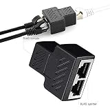 RJ45 Splitter Adapter, Bebetter 1 to 2 Port USB to RJ45 Socket Adapter Interface Ethernet Cable 8P8C Extender Plug LAN Network Connector for Cat5, Cat5e, Cat6, Cat7