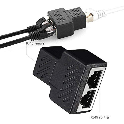RJ45 Splitter Adapter, Bebetter 1 to 2 Port USB to RJ45 Socket Adapter Interface Ethernet Cable 8P8C Extender Plug LAN Network Connector for Cat5, Cat5e, Cat6, Cat7