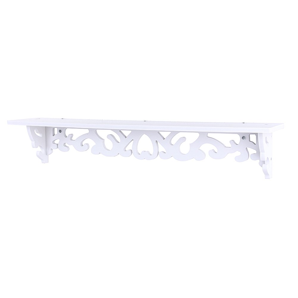 Yosoo Wooden Hollow Wall Hanging Shelves Chic Filigree Style Wall Mounted Display Shelf Bookshelf Candle Shelf Home Decoration Storage Rack White(M)