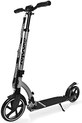 EXOOTER M6 Manual Adult Kick Scooter with Dual Suspension Shocks and 240mm/200mm Big Wheels.