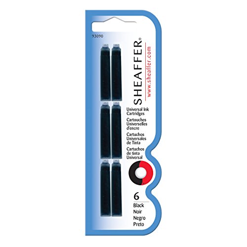 Sheaffer Skrip Universal Ink Cartridges, Black, 6 Pack Blister Card (93090)