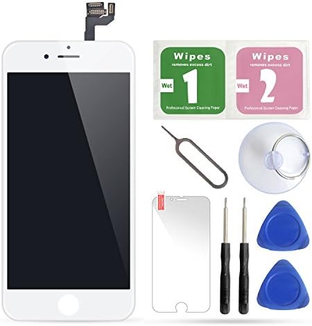 iPhone 6s Screen Replacement Kit Full Assembly 3D LCD Digitizer Repair Set for iPhone 6s (4.7 Inch) Front Panel with Sensor + Ear Speaker+ Front Camera + Repair Tools (White)