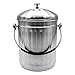 FLYISI Odorless Compost Bucket - Countertop Compost Bucket for Kitchens - 1.3 Gallon Stainless-Steel Indoor Compost Bucket with Carrying Handle - Odor Free Waste Bin with 2 Included Charcoal Filters