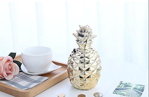URTop 1Pcs 18x10x10CM Golden/Silver/Pink Pineapple Mirror Surface Ceramic Coin Piggy Bank Money Boxes Creative Ornaments Home Furnishings Decorations For Children Christmas Birthday Gift