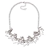 Qiyun (TM) Silver Tone Zodiac Year Of The Horse Charm Animal Link Chain Charm Necklace
