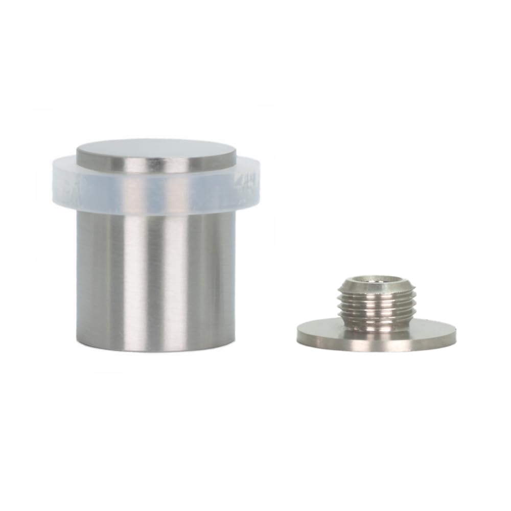 EVI Herrajes | Door Stop | Stainless Steel | 24 x 30 mm | Screwed Threaded Base | Matte Finish | Includes Screw + Mounting Plug | Mod. I-199/24X30-BCBAM