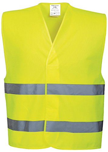 Portwest C474 Hi-Vis Two Band Vest Machine Washable Reflective Warp Knit