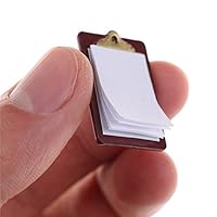 Tcplyn Mini Lovely Paper Clipboard Kids Dollhouse Toy House Miniature Accessories Miniature food play scene model Doll house accessories Mini paper clip writing board Dark Brown Durable and Useful