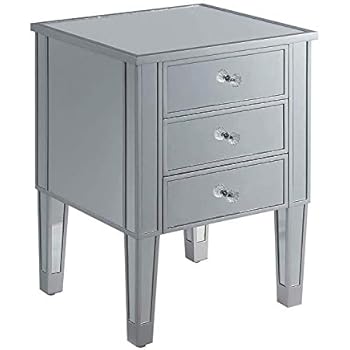 Convenience Concepts Gold Coast 3-Drawer End Table, Mirror/Silver