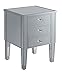 Convenience Concepts Gold Coast 3 Drawer Mirrored End Table, Mirror / Silver
