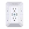 USB Wall Charger, Surge Protector, 6 Outlet Extender with 2 USB Ports,3-Sided 2100J Power Strip Multi Plug Outlets Wall…