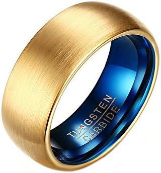 8mm Mens Tungsten Carbide Plain Gold Plated Matte Finished Engagement Rings for Men Size 7-12 (10)