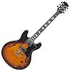 Rocktile Pro HB100-SB E-Gitarre (Halbresonanz/Hollowbody Korpus, 2 Humbucker, Rosenholz Griffbrett, Ahorn Hals, Mensur: 65 cm, Sattelbreite: 43 mm) Sunburst