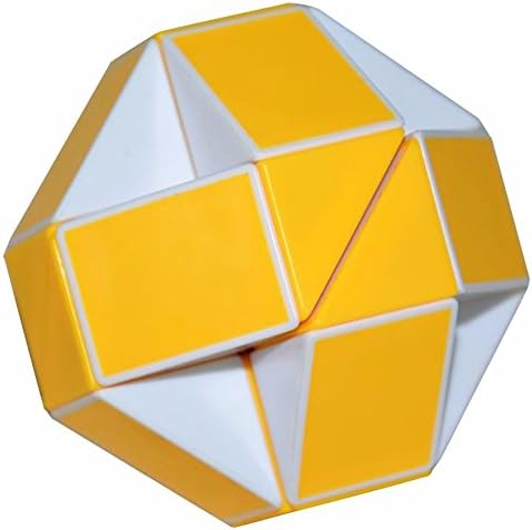 EASYTAR 24 Parts Foldable Color Magic Snake Cube Jigsaw Puzzle Cube Toy Color Yellow with White