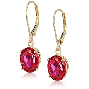 Amazon Collection 14k Gold 8 x 10mm Oval Gemstone Dangle Earrings for Women with Leverbacks