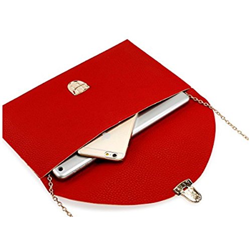 Amaze Fashion Women Handbag Shoulder Bags Envelope Clutch Crossbody Satchel Tote Purse Leather Lady Bag (Red)