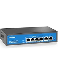 Yuanley 10 Puertos Fast Ethernet PoE+ Interruptor 8 Puertos POE'2 Puertos Uplink, 10 100Mbps Velocidad, Fuente de Alimentación Interno (120W) Compatible para 802.3af at
