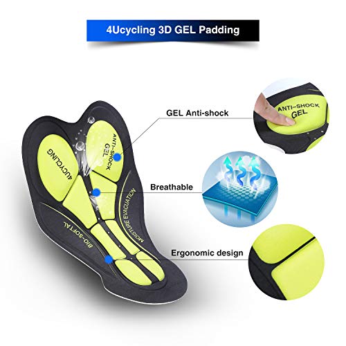 image for 4ucycling Men’s Cycling Shorts 3D Gel Padded Bicycle Riding Pants Bi