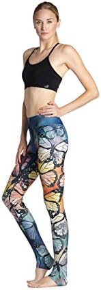 UPSUN Women's 3D Print High Waist Elastic Fast-Dry Yoga Fitness Leggings/Tights - colorful Butterflies