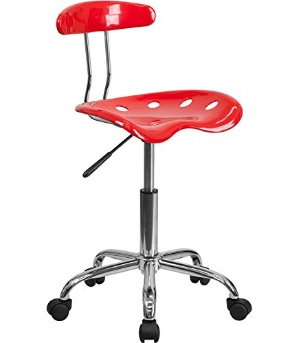 Flash Furniture Vibrant and Chrome Swivel Task Chair with Tractor Seat