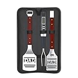 Kovot Dad BBQ Grill Set With Carry Case - 4 Piece Grill Set Includes Spatula, Tongs, Digital Thermometer And Carry Case (Dad BBQ 4-Piece Set)