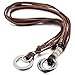 MOWOM Silver Tone Brown Alloy Genuine Leather Pendant Necklace Double Ring Adjustable