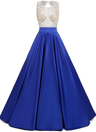 LovingDress Prom Dresses 2017 Satin Beaded Bodice A Line Long Dresses Size 8 US Royal Blue