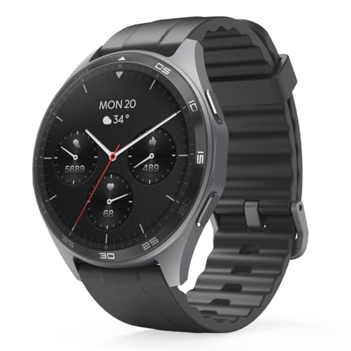Hama Smartwatch (AMOLED Farbdisplay 1,43“, GPS, Telefonfunktion, IP68 + 3ATM, WhatsApp, Sprachassistent, Schlaftracker, 110 Sportmodi + Trainingspläne, Schrittzähler, Pulsmesser, Kalorien etc) schwarz