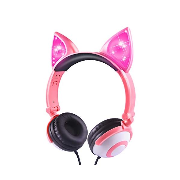 Kids-Headphones-Wired-LED-Glowing-Foldable-Adjustable-Over-Ear-Headphones-Safe-85dB-Volume-Limited-Cat-Ear-Headphones-for-KindleiPadChildrenTeensBoysGirls-Peach-1 esonstyle Kids Headphones, Wired LED Glowing Foldable Adjustable Over-Ear Headphones, Safe 85dB Volume Limited Cat Ear…